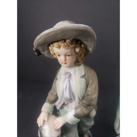 Andrea by Sadek Boy & Girl Dog Bisque Porcelain Figurines Ethan Allen 3213A VTG - Picture 2 of 16